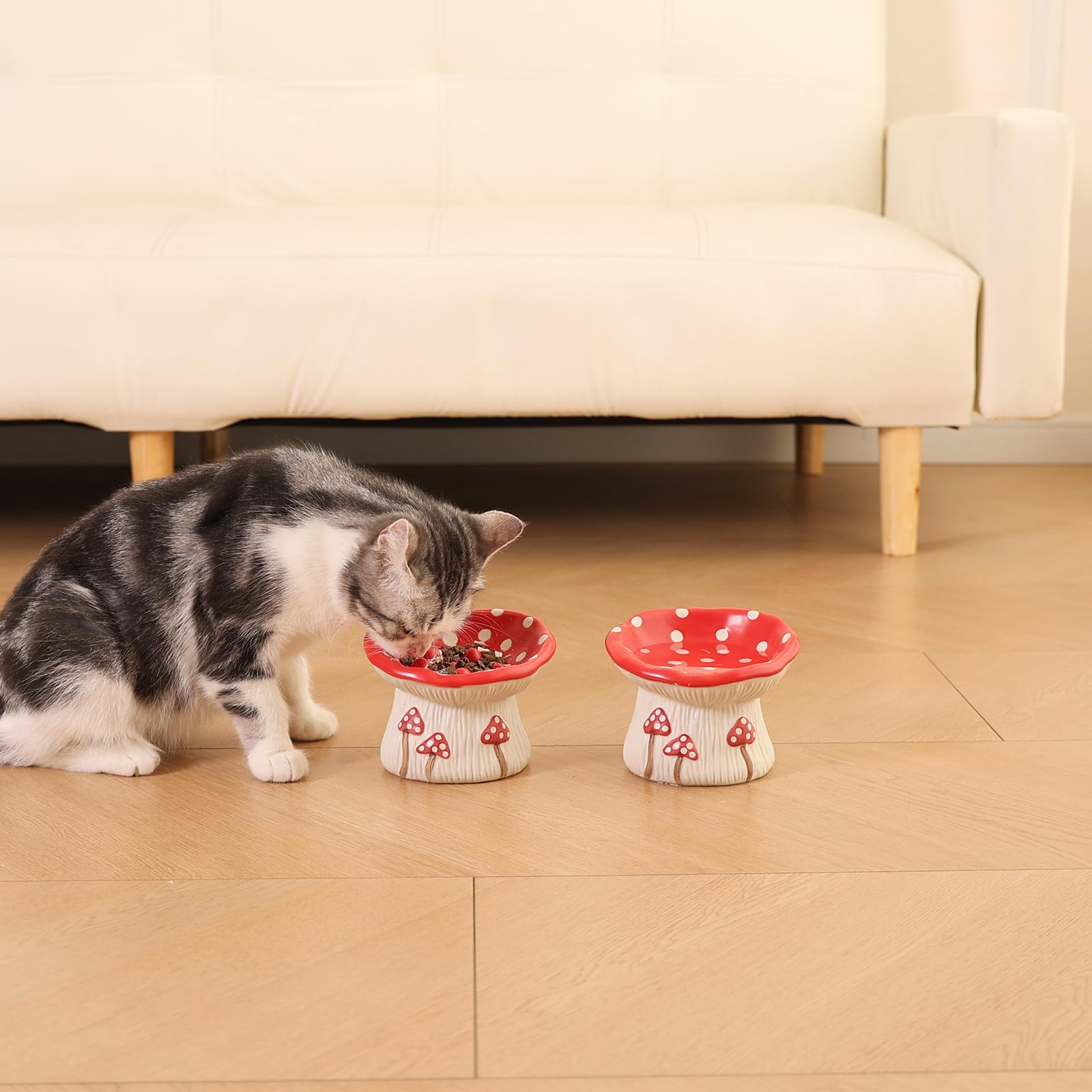 LOVINFURBABY cat-mealtime-dining-setup shows stable, stylish mealtime solution