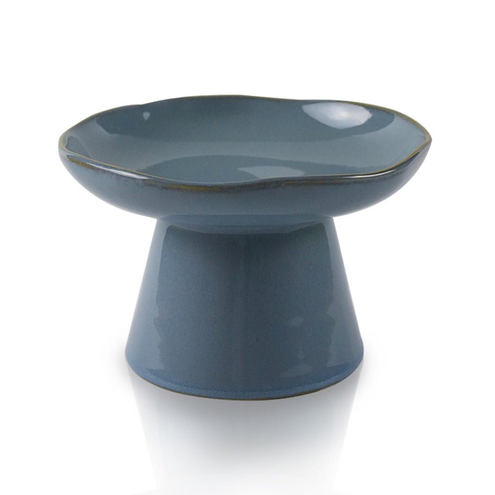 LOVINFURBABY extra-wide blue cat bowl—shallow 6.1-inch design reduces whisker contact during meals