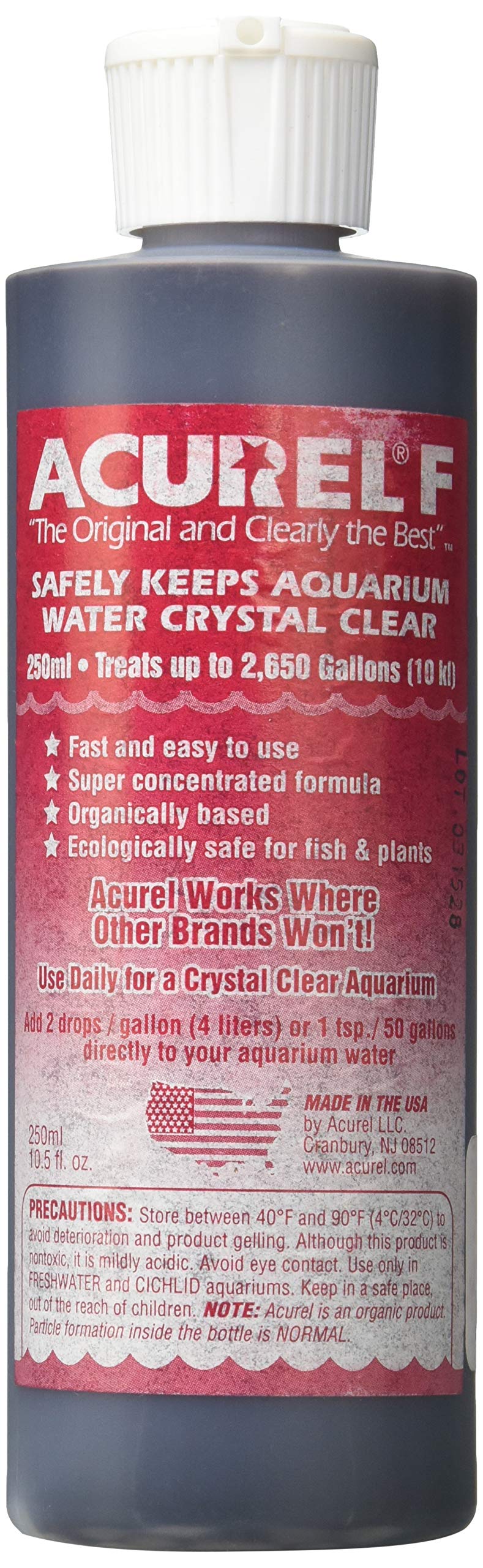 Loving Pets Acurel Water Clarifier bottle pouring for clearer freshwater aquariums and improved filtration