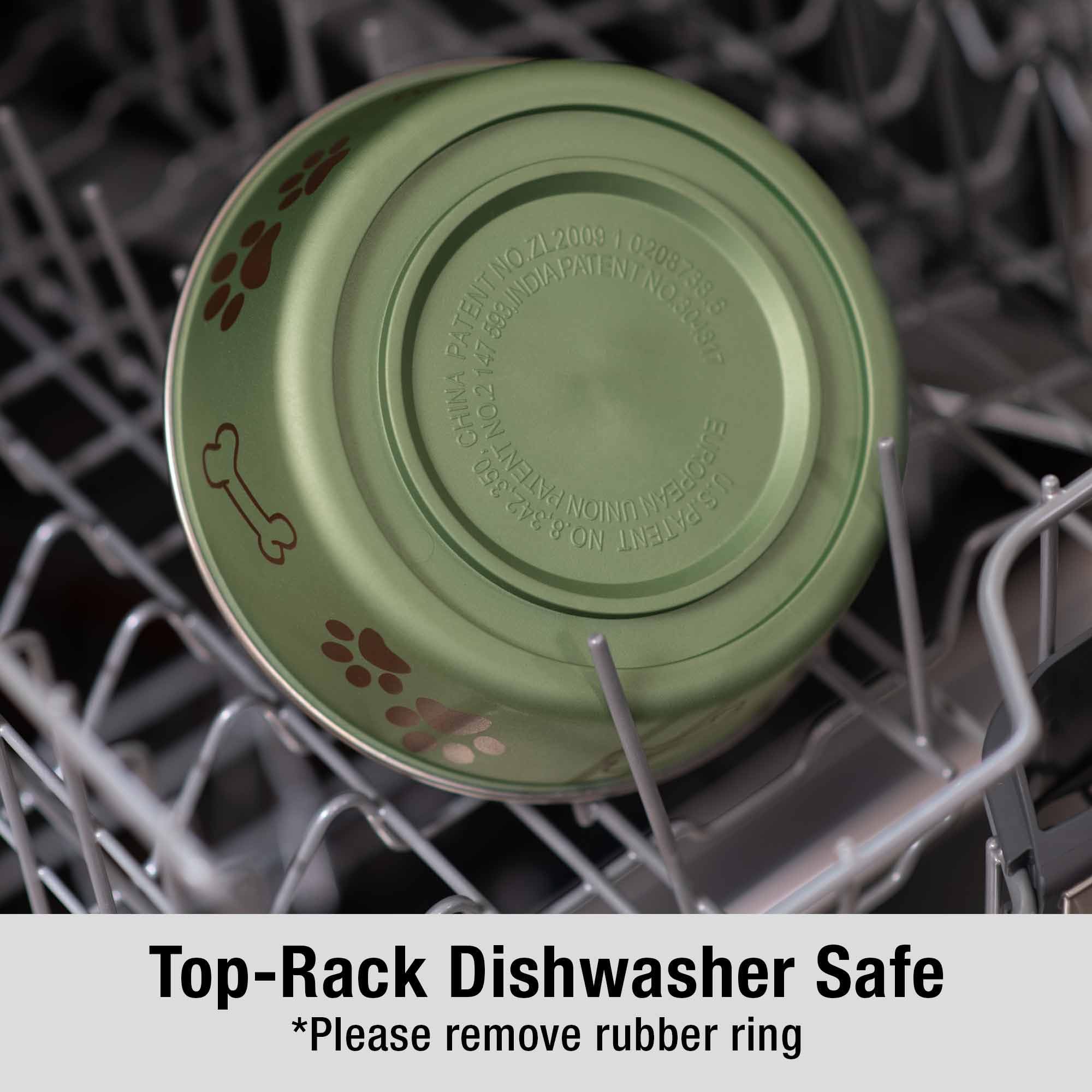 Loving Pets Bella Bowl artichoke dishwasher-safe interior for easy cleaning
