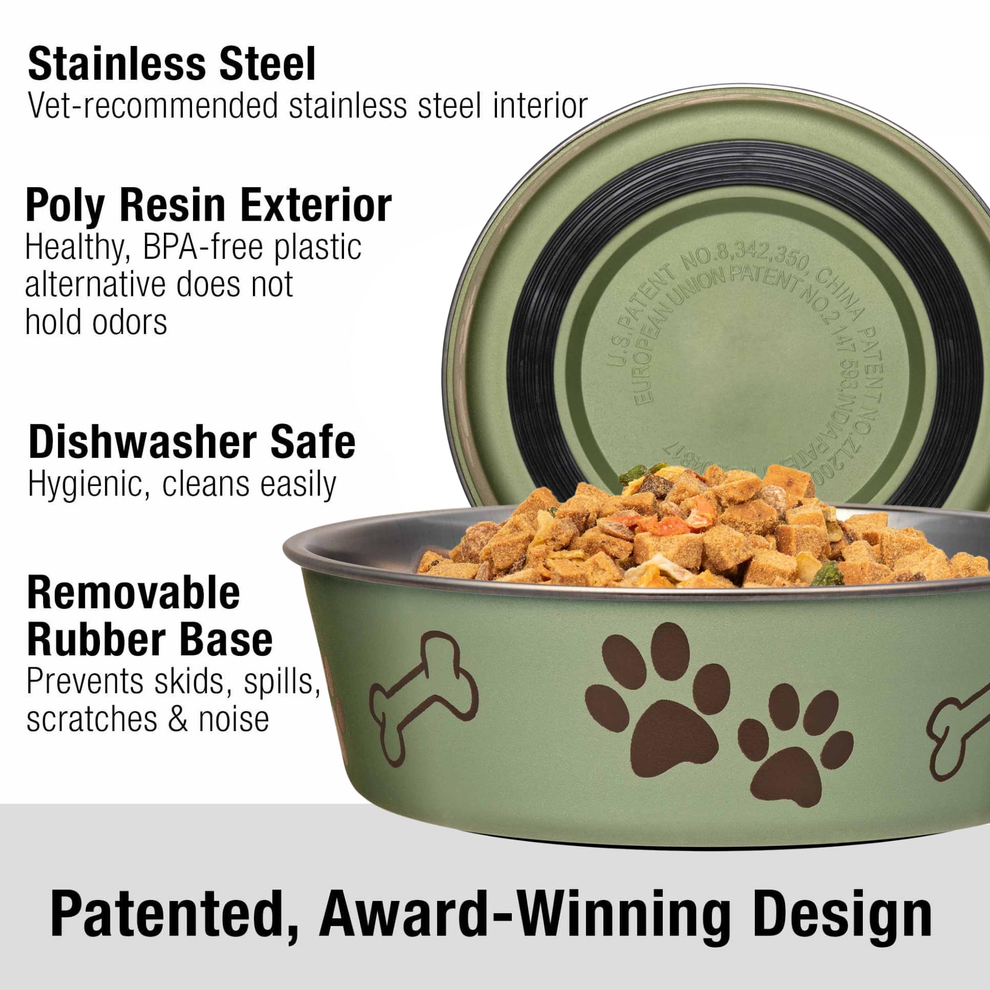 Loving Pets Bella Bowl artichoke removable base keeps bowls steady during feeding