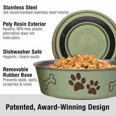 Loving Pets Bella Bowl artichoke removable base keeps bowls steady during feeding