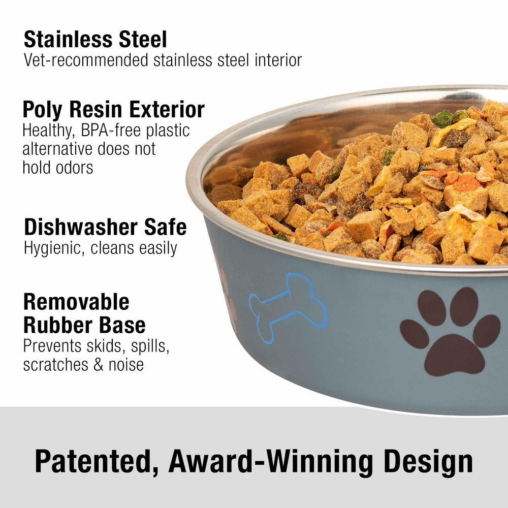 Loving Pets Bella Bowl with non-slip base stays steady during busy mealtimes.