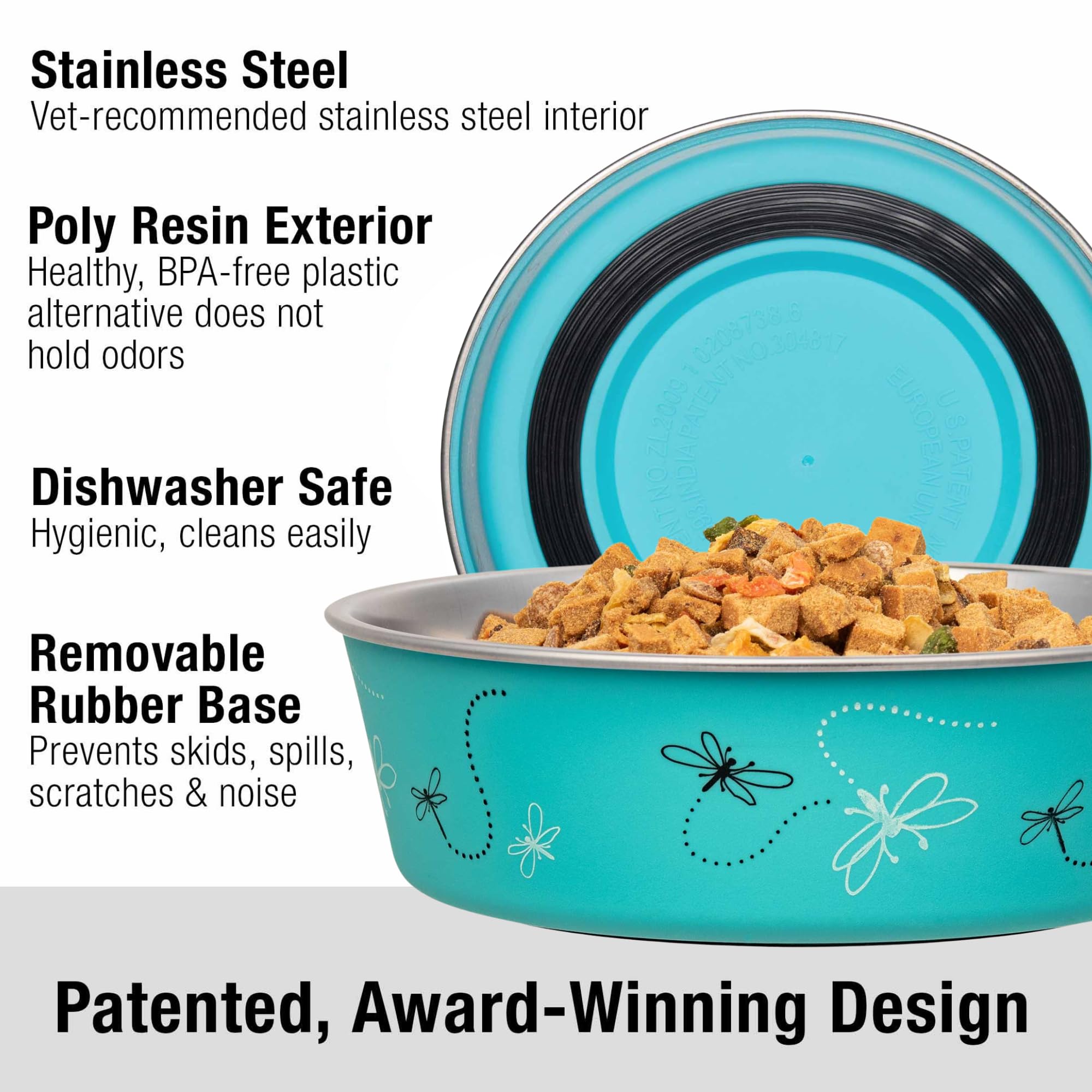 Loving Pets Bella Bowl poly-resin exterior adds stylish home appeal