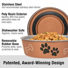 Loving Pets Bella Bowl removable rubber base prevents spills during feeding