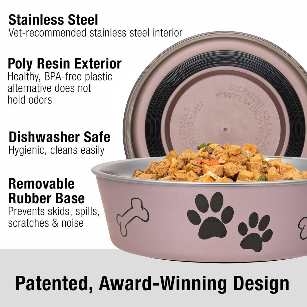 Loving Pets Bella Bowl removable-rubber-base: anti-slip stability to prevent spills during meals.