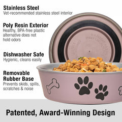 Loving Pets Bella Bowl removable-rubber-base: anti-slip stability to prevent spills during meals.