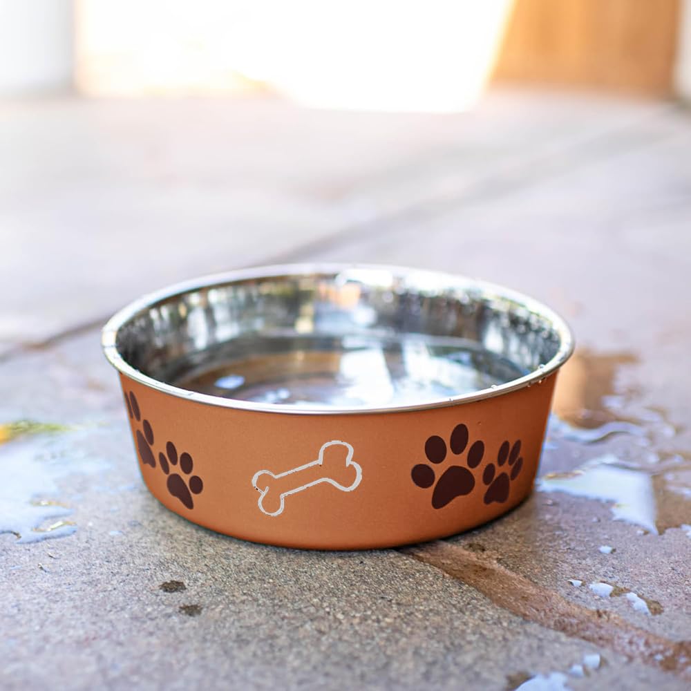 Loving Pets Bella Bowl stylish poly-resin exterior adds color and durability