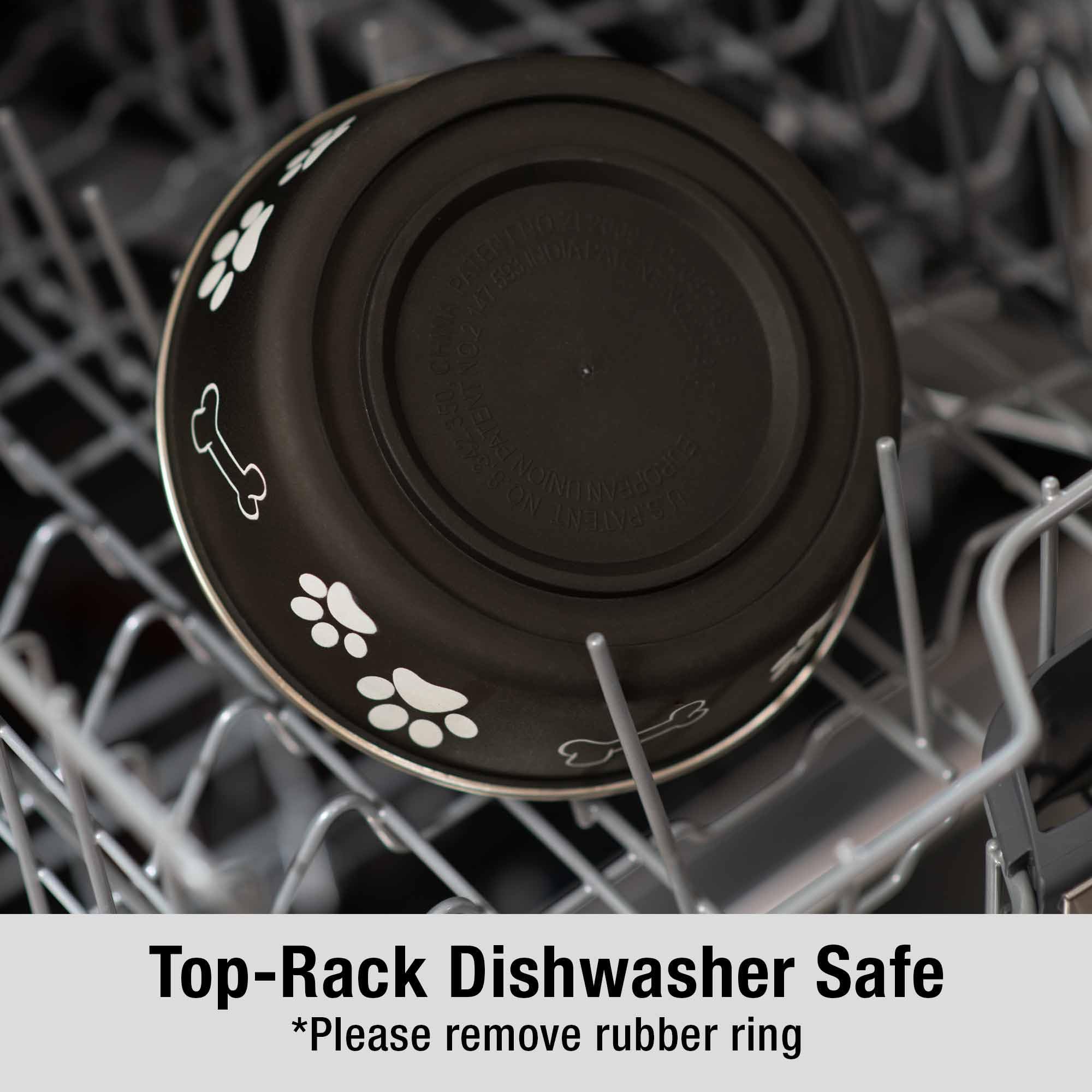 Loving Pets Bella dog bowl rubber-ring removal enables dishwasher cleaning