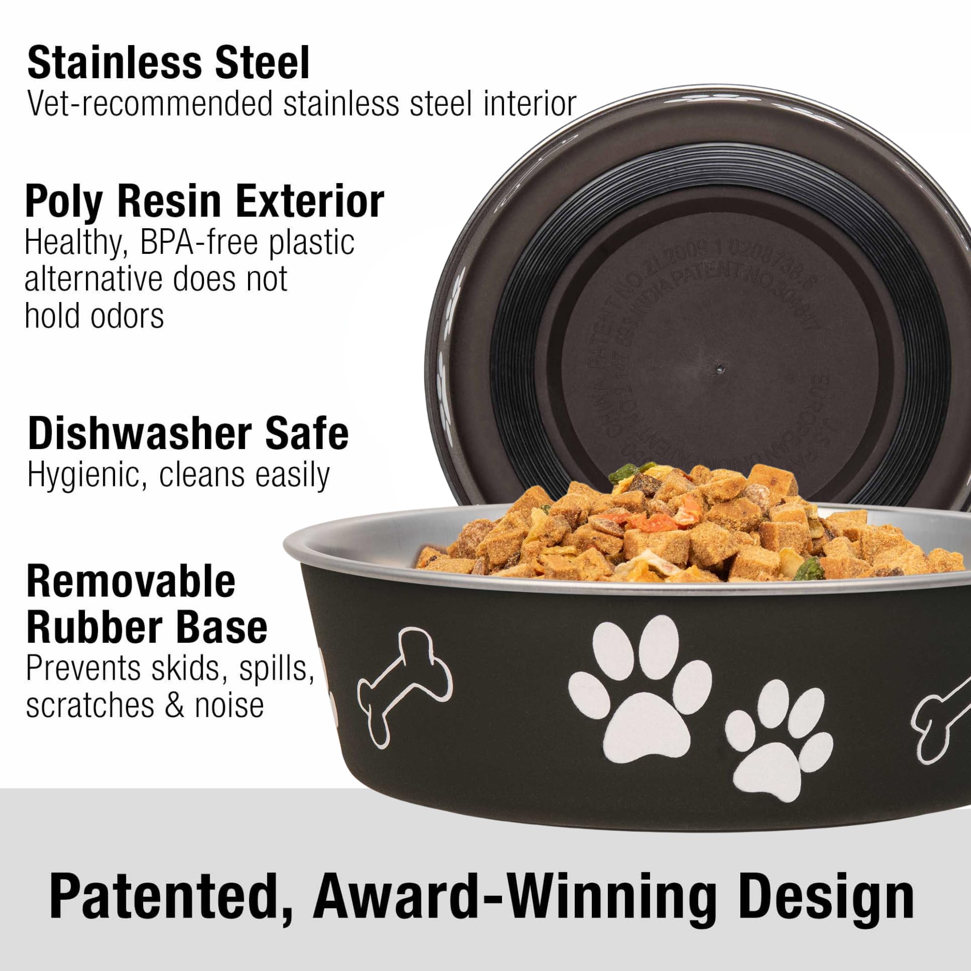 Loving Pets Bella dog bowl stainless interior close-up for durability