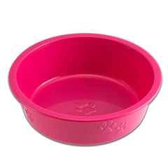 Loving Pets Dolce Luminoso pink dog bowl with non-slip base and embossed paw details.