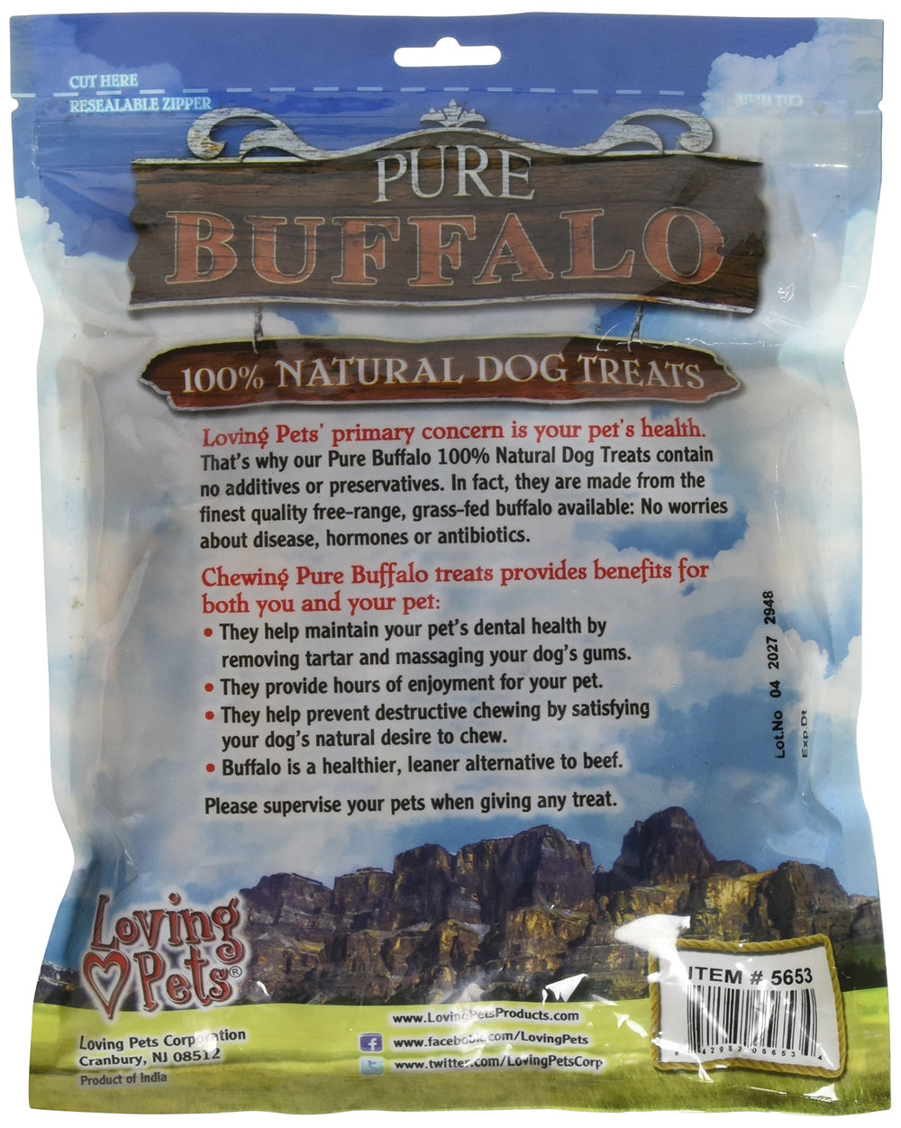 Loving Pets Pure Buffalo backstrap tendon 20-pack display offers durable chews for hours of entertainment.