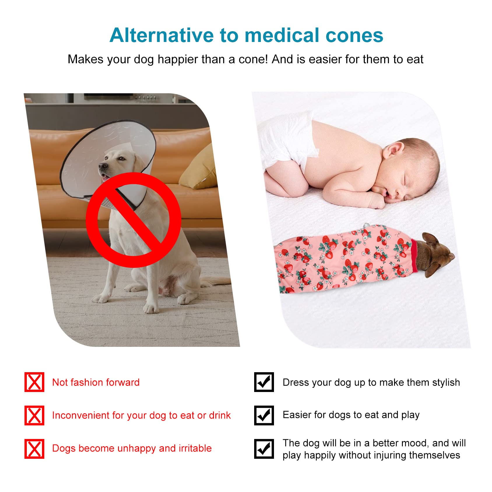 LovinPet big dog pajamas cone-alternative design reduces stress during recovery wear.
