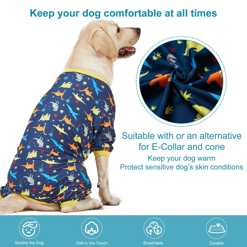 LovinPet big dog pajamas navy stretch fabric enables easy movement and all-season wear.