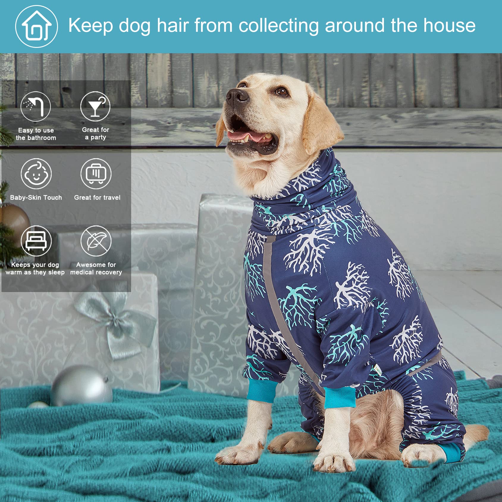 LovinPet boxer dogs onesie serving as post-surgery clothing for coverage.