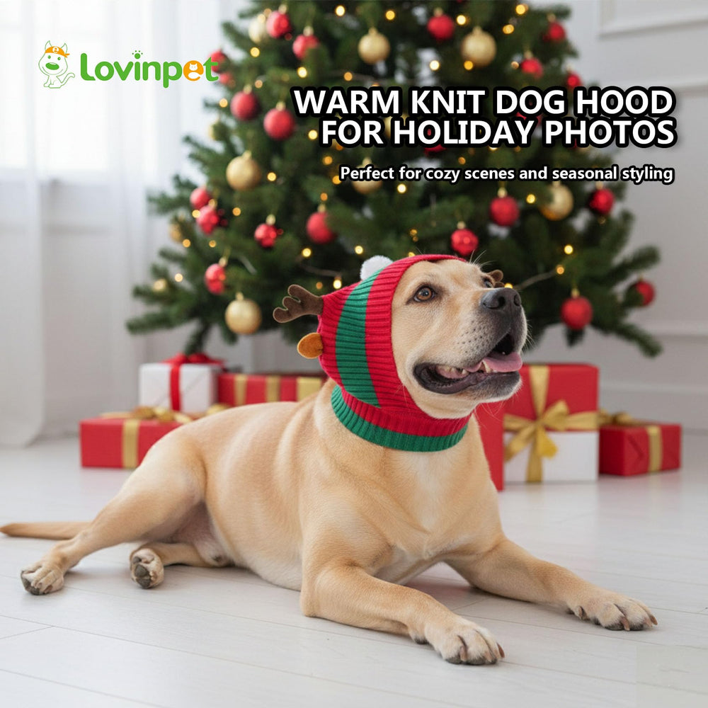 LovinPet Christmas dog hat snood adjustable fit for medium and large breeds
