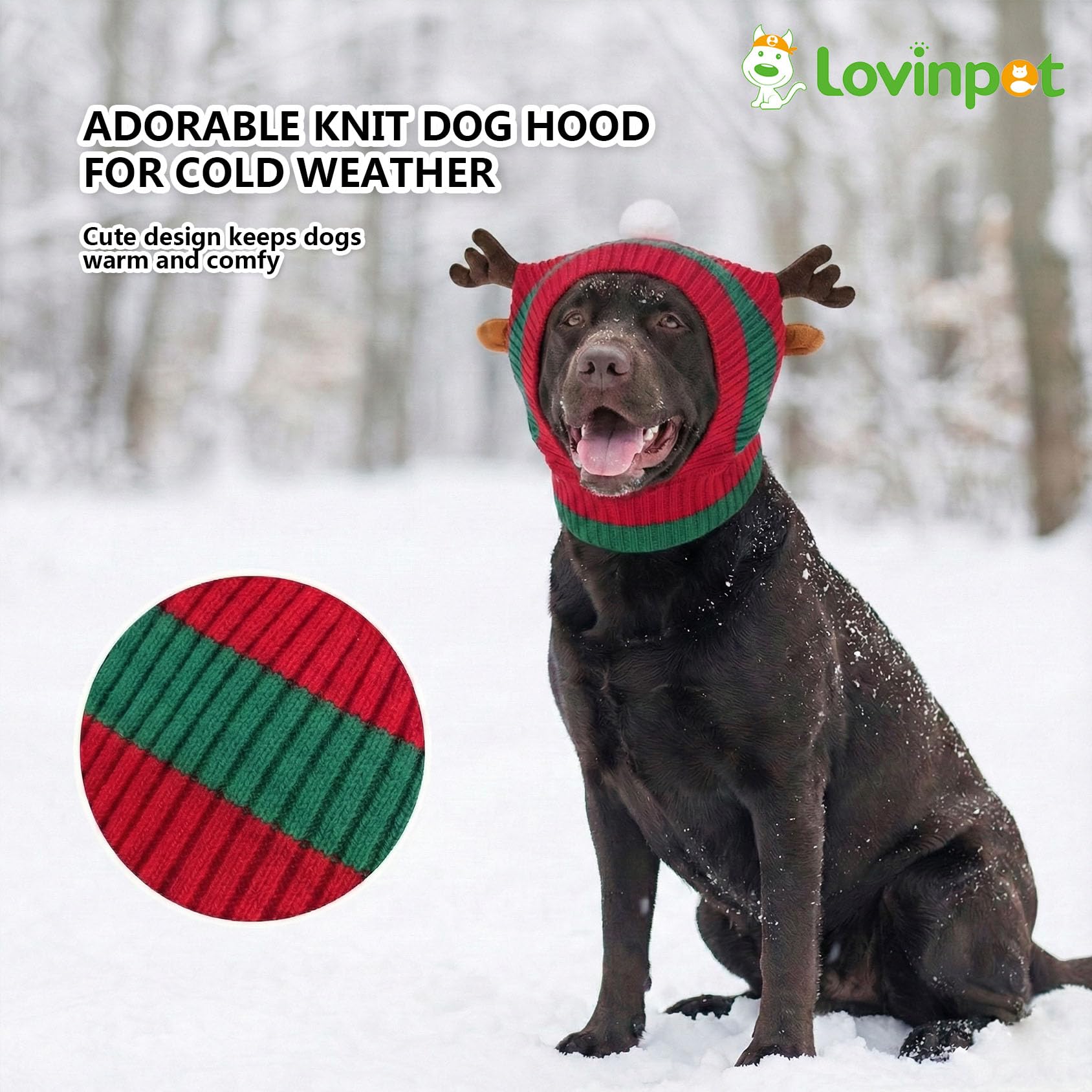 LovinPet Christmas dog hat snood ideal for holiday photos and parties