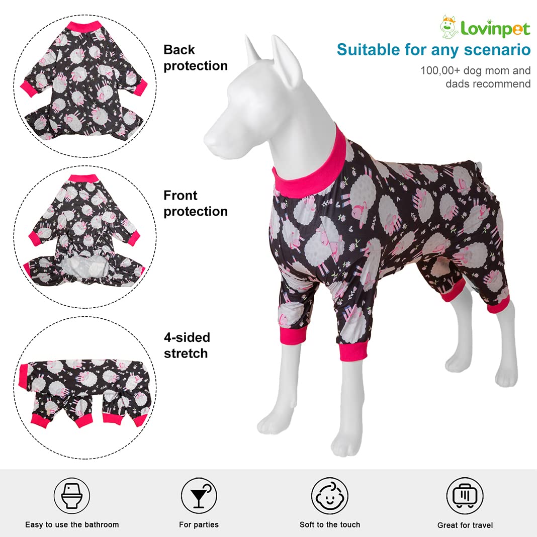 LovinPet Doberman Pajamas back view demonstrates full coverage and secure fit