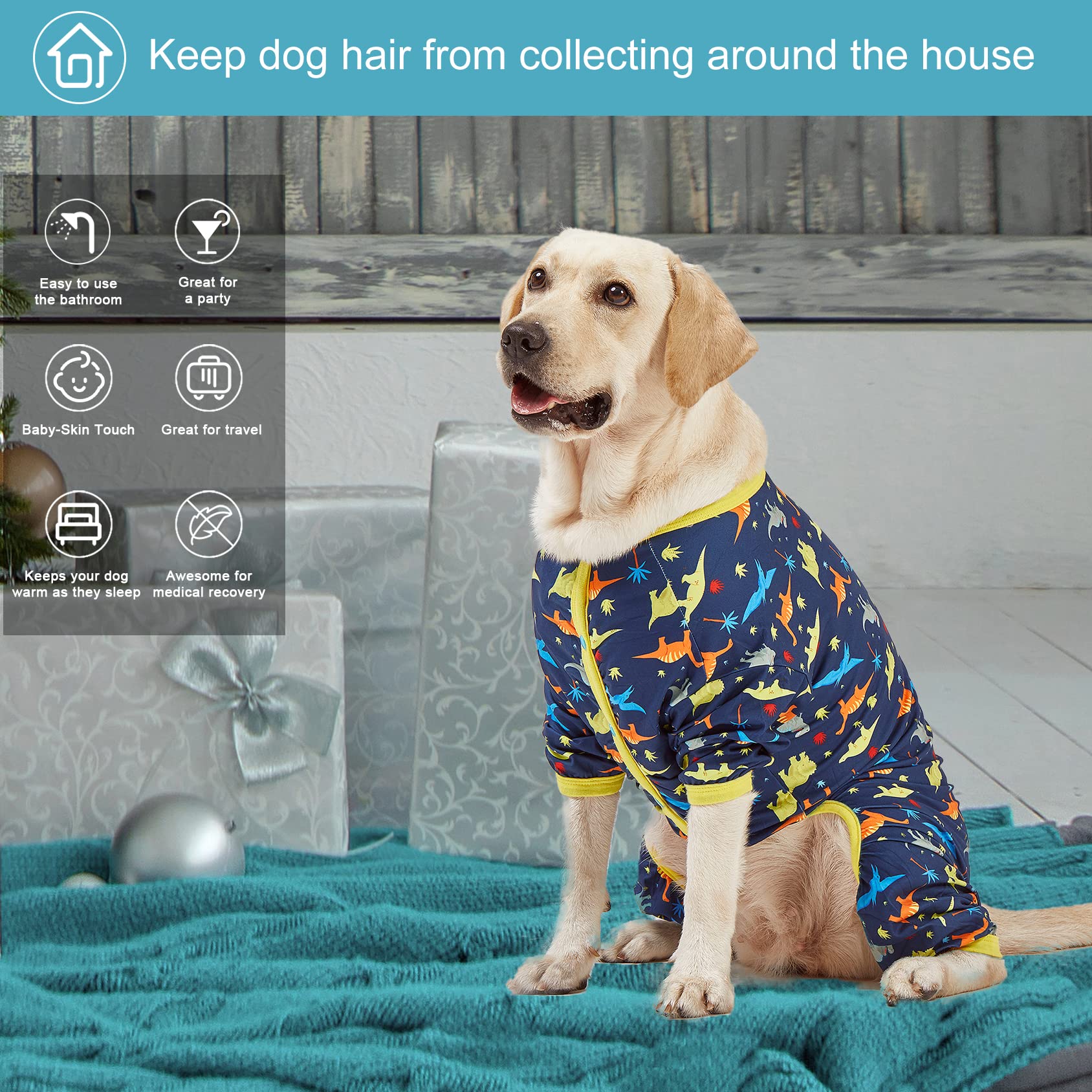 LovinPet dog pajamas aid recovery by protecting wounds and preventing scratches.