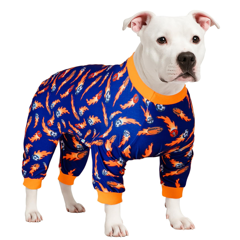 LovinPet dog pajamas XL blue ball print for stylish comfort during play.