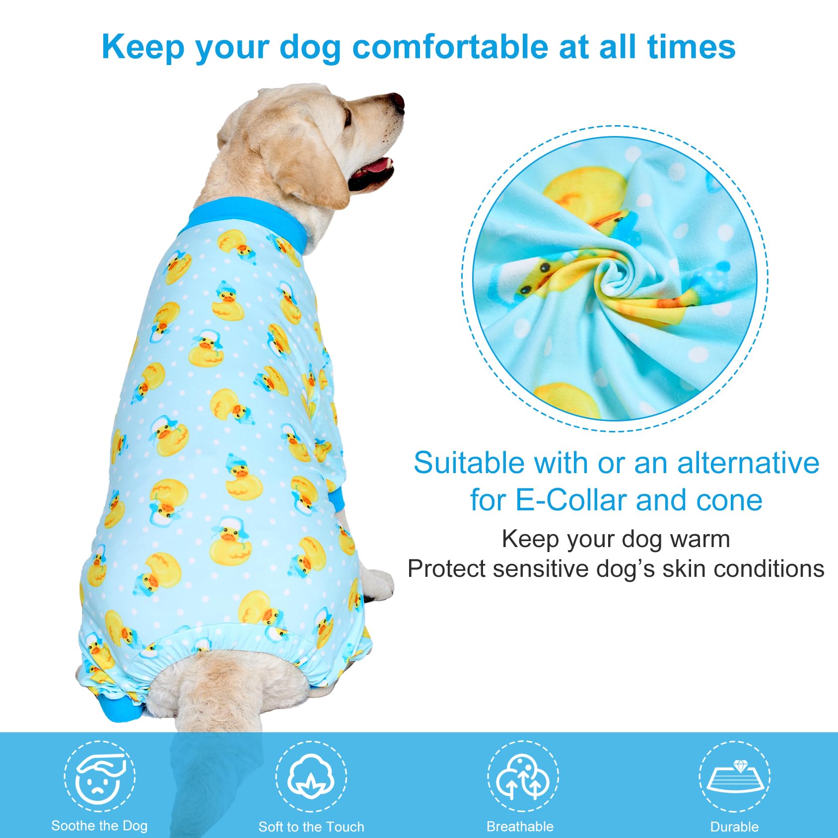 LovinPet stretchy-knit pjs; flexible wear for active big dogs.