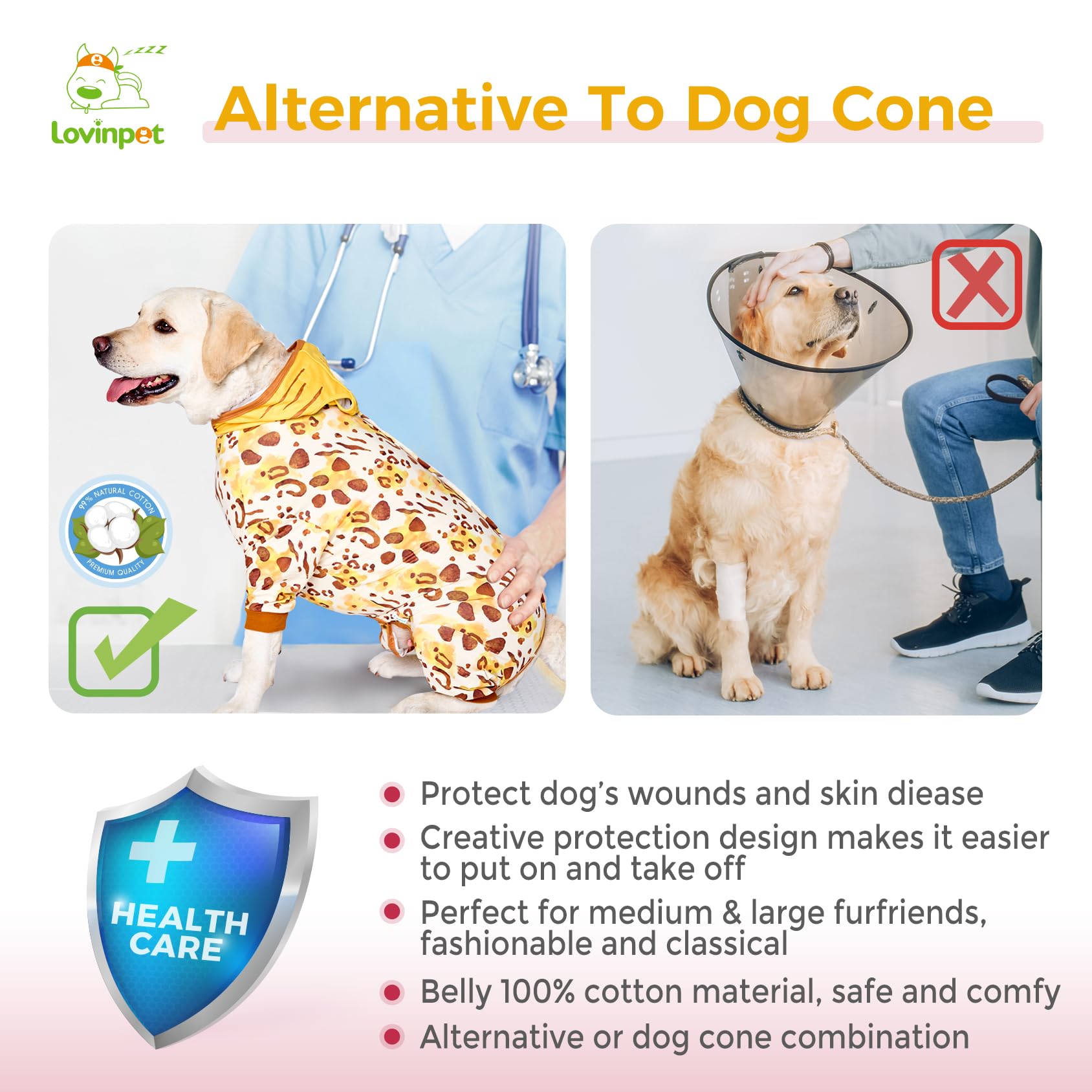 LovinPet dog recovery suit anti-licking design XXL wearability supports recovery.