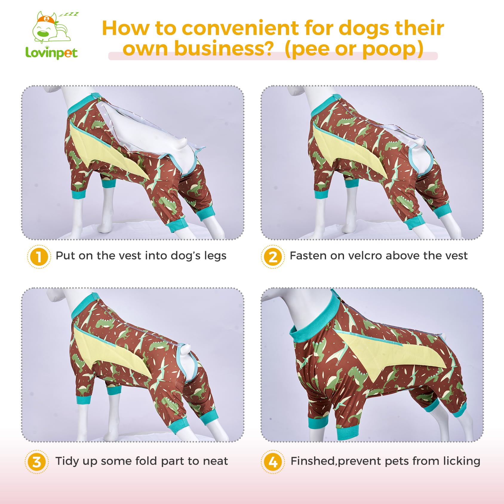 LovinPet recovery suit pattern makes recovery cute and reassuring.
