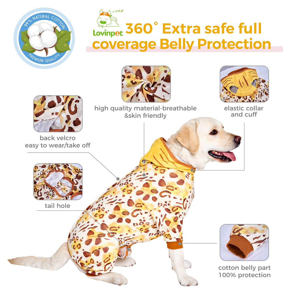 LovinPet dog recovery suit tiger XXL abdomen coverage reduces friction on the wound.