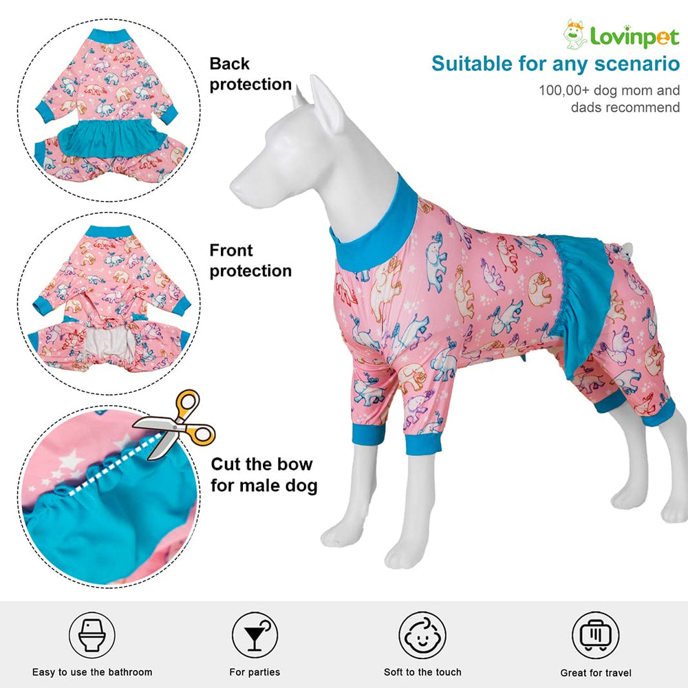 LovinPet large-dog-onesie uv-protection wear demonstrates sun-safe layer for outdoor strolls