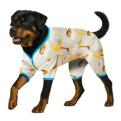 LovinPet large dog onsie after surgery front view showing knee coverage and comfort