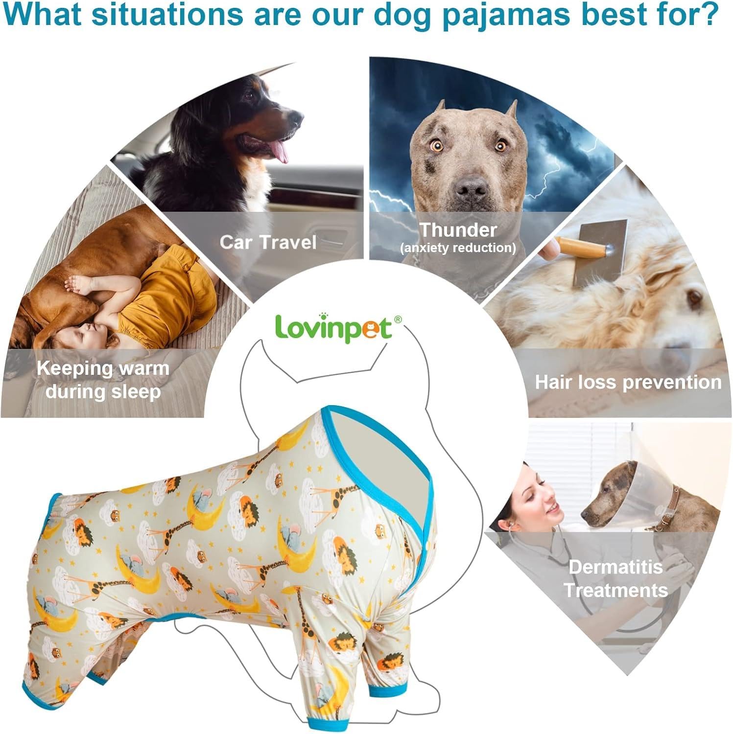 LovinPet large dog onsie front with button closure and jungle print