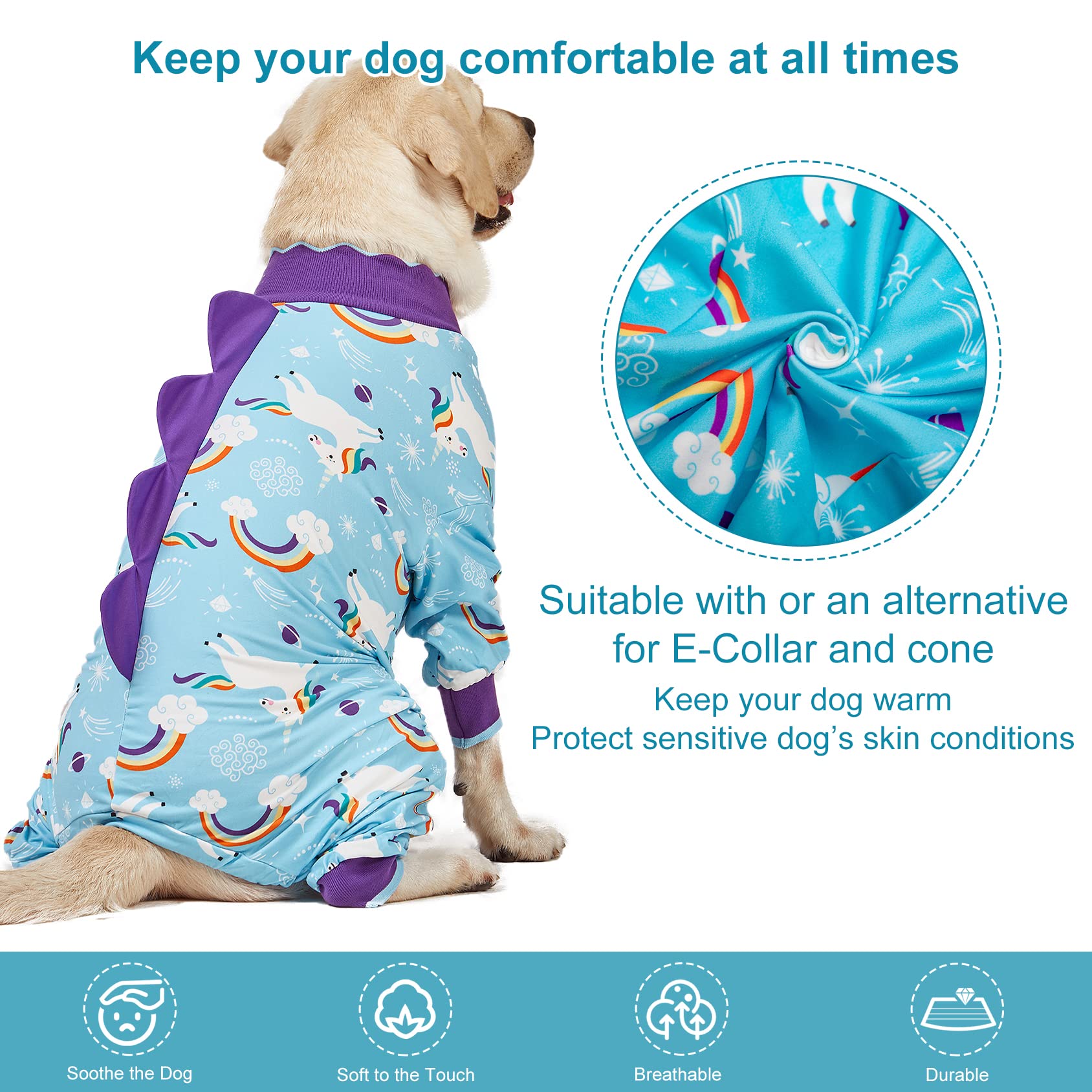 LovinPet large dog pajamas close-up of soft cotton-poly blend for breathable all-season wear.