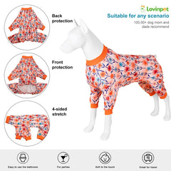 LovinPet large dog pajamas long sleeve detail highlights warm snug fit.