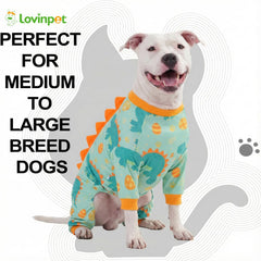 LovinPet large dog pajamas on dog bed highlights comfort and easy wear.