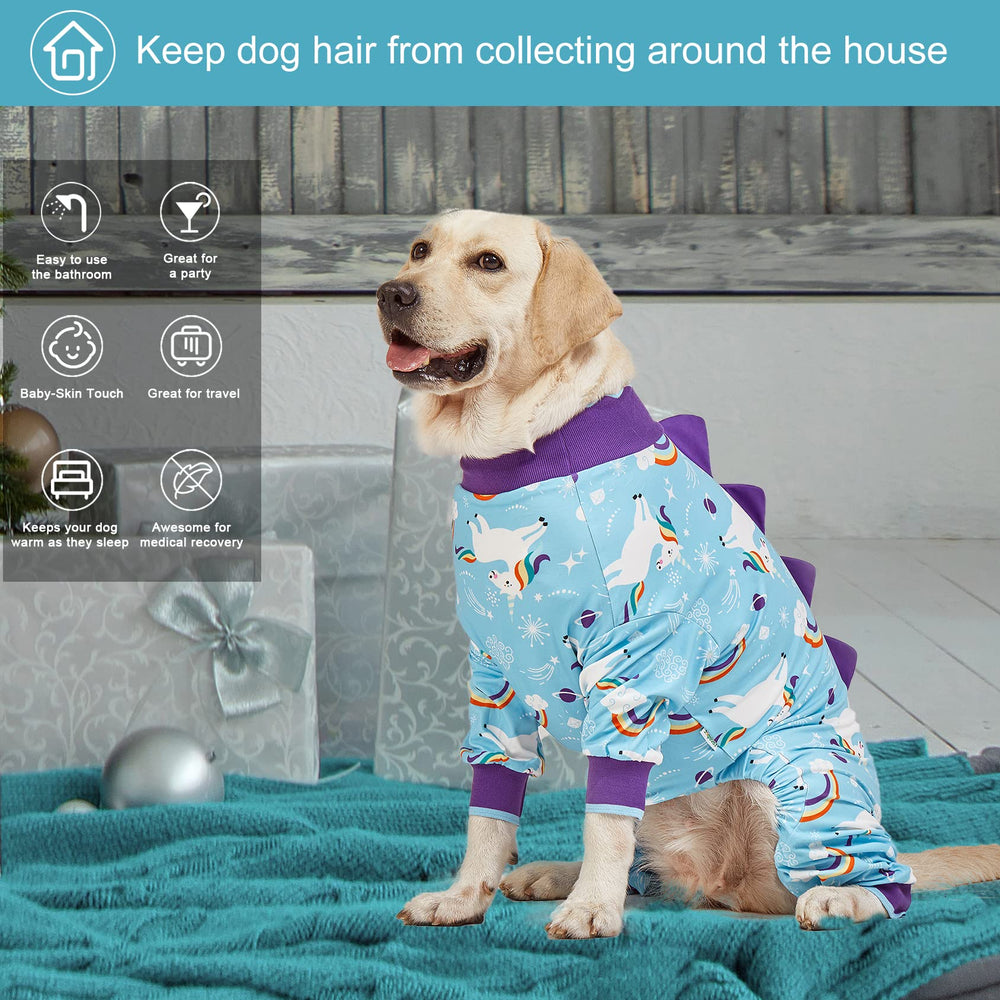 LovinPet XL-fit pajamas shown on a chunky mastiff for roomy coverage.