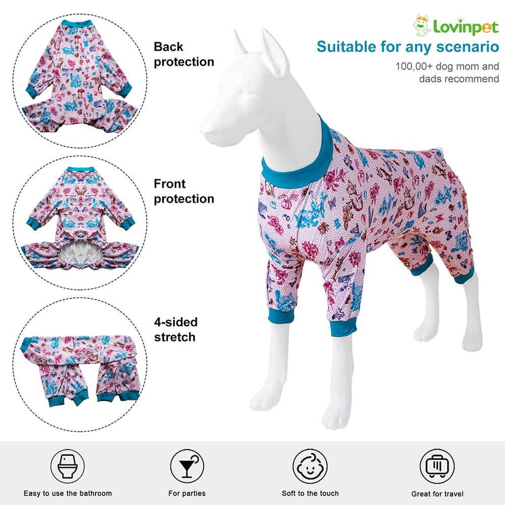 LovinPet garden print pajama on dog outdoors during travel