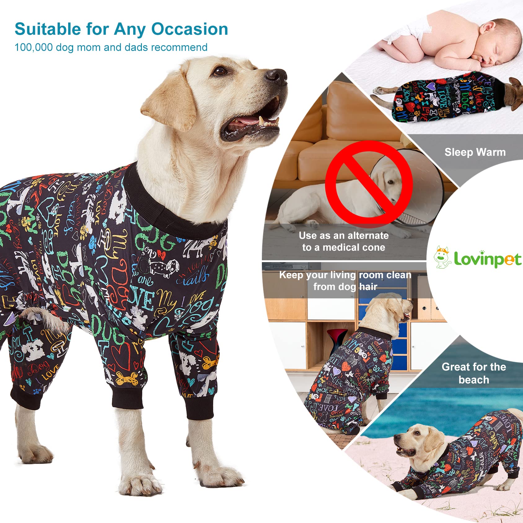 LovinPet Love My Dog print on black enhances visibility and style.