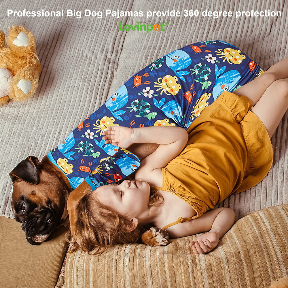 LovinPet size M pajama tailored fit for large breeds and walks.