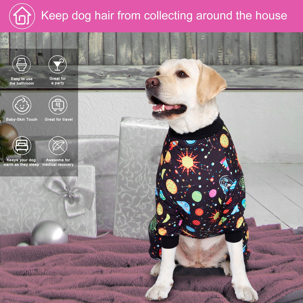 LovinPet pijama para perro grande, intergalactico negro, ideal para viajes y fotos.