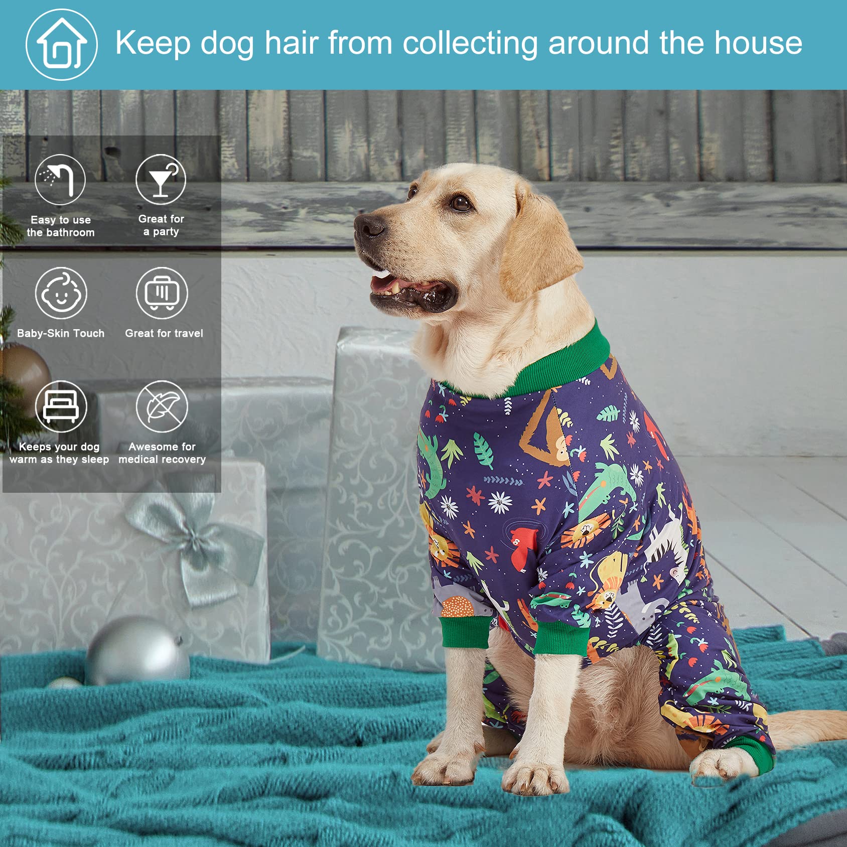 LovinPet pijama para perro grande, lavable a máquina y resistente a deformaciones.