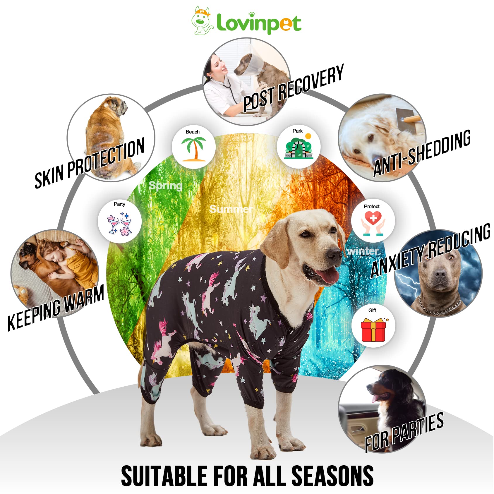 LovinPet pijama para perros XL, calma suave para ansiedad.
