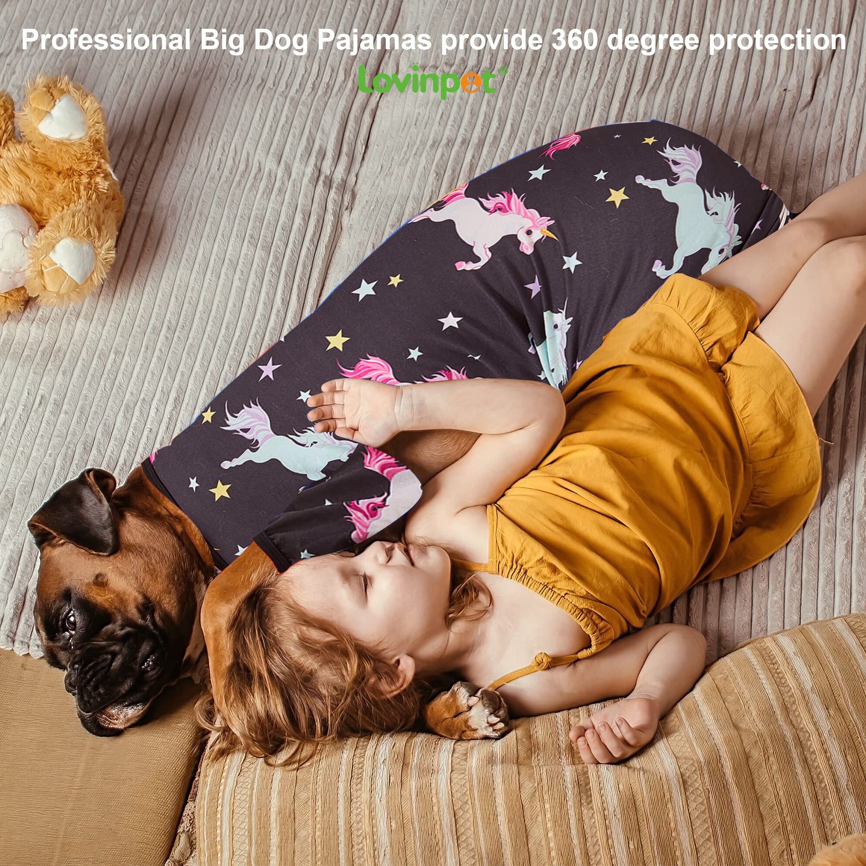 Pijama LovinPet para perros XL, mantiene limpio el hogar.