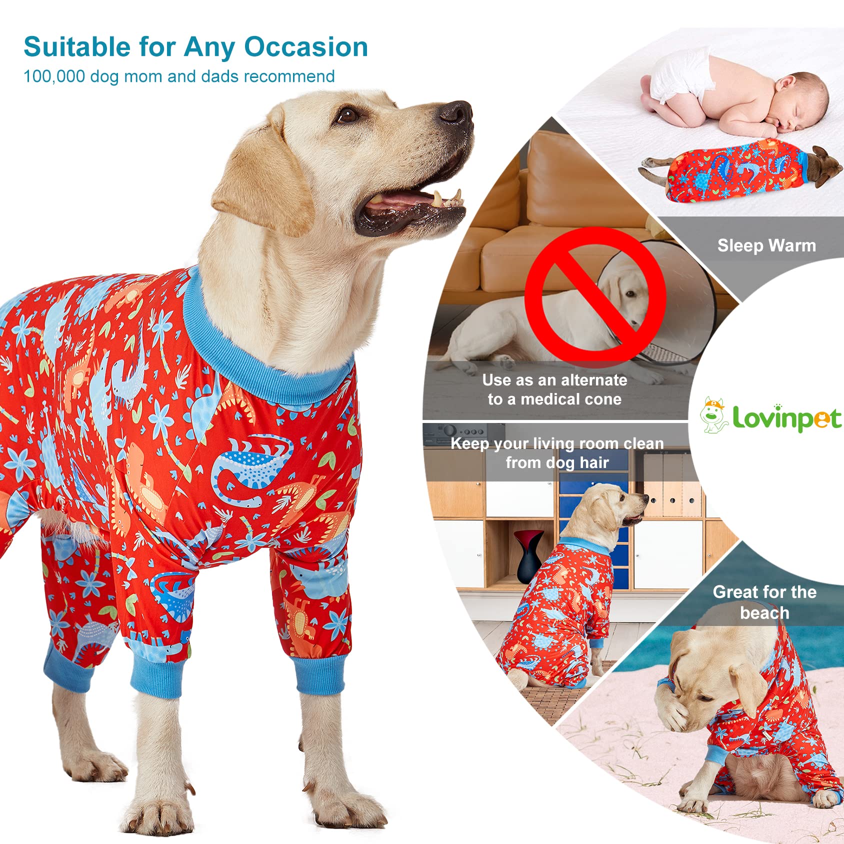 LovinPet pitbull pajamas anxiety-relief use with cozy coverage and stretch.