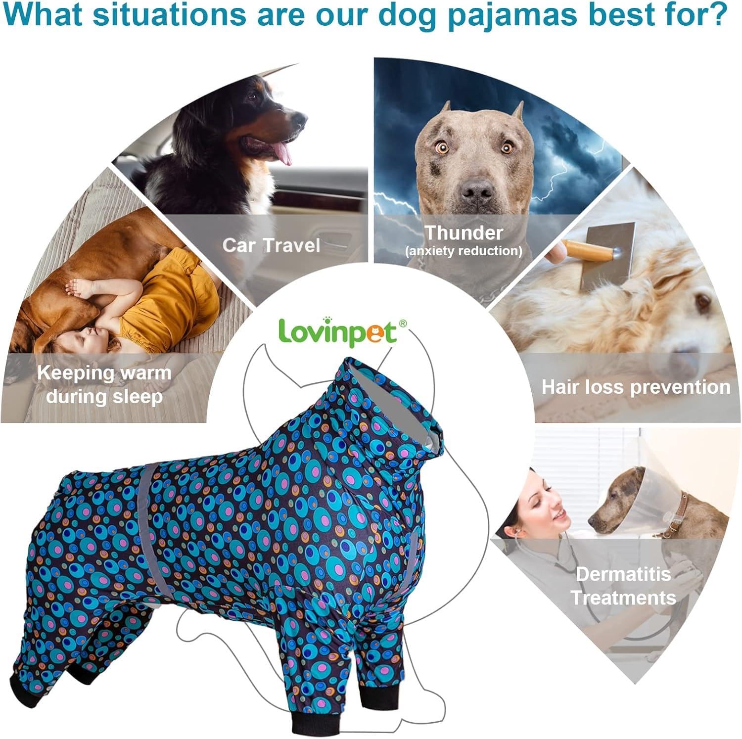 LovinPet PJS dog jumpsuit size-2xl-fit for larger dogs' comfortable recovery and movement.