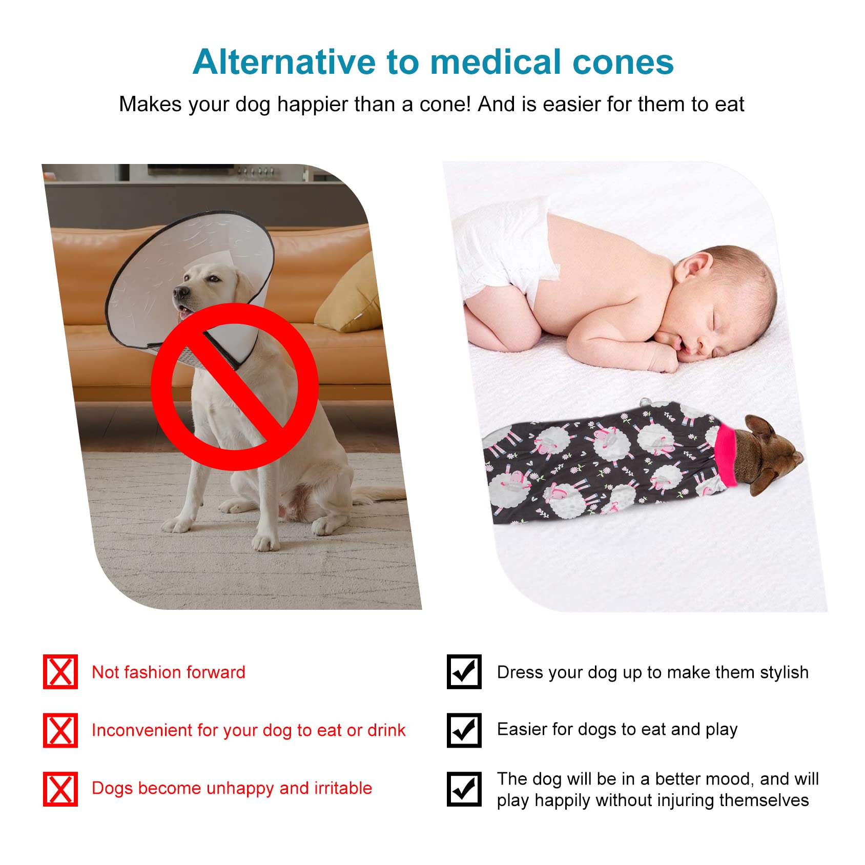 LovinPet pjs para perro grande, ajuste cómodo, ayuda a mantenerse limpio entre lavados.