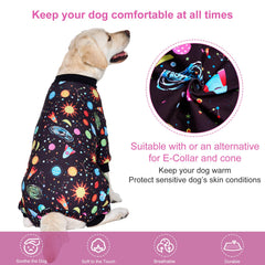 LovinPet post-surgery-dog-suit-knee-fit captures knee-centered protection and snug, flexible movement.