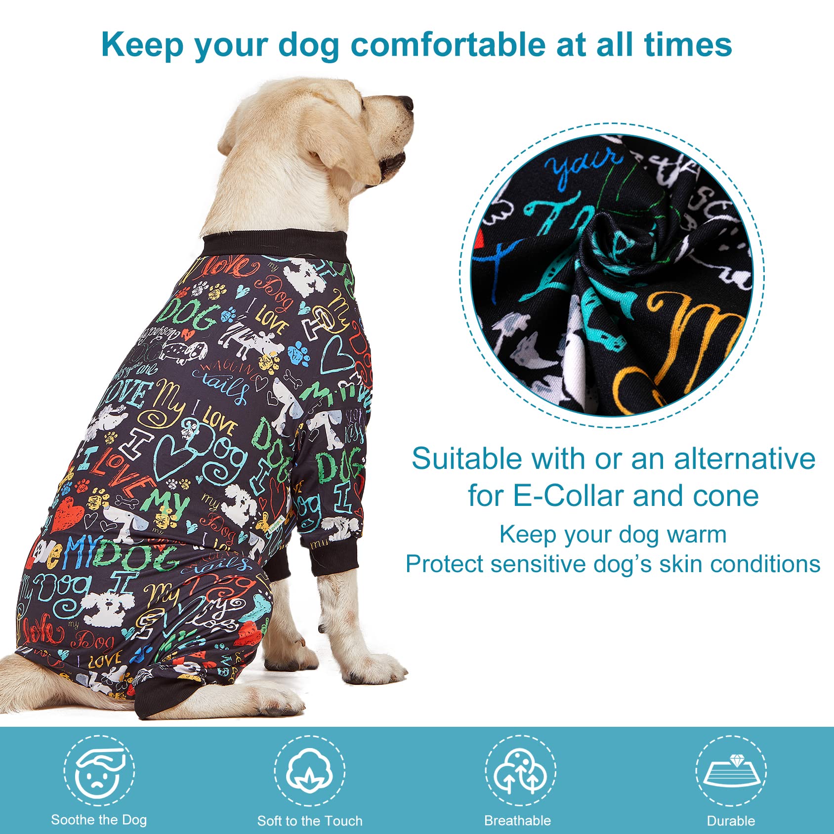 LovinPet post-surgery shirt on dog demonstrates protective layer during recovery.