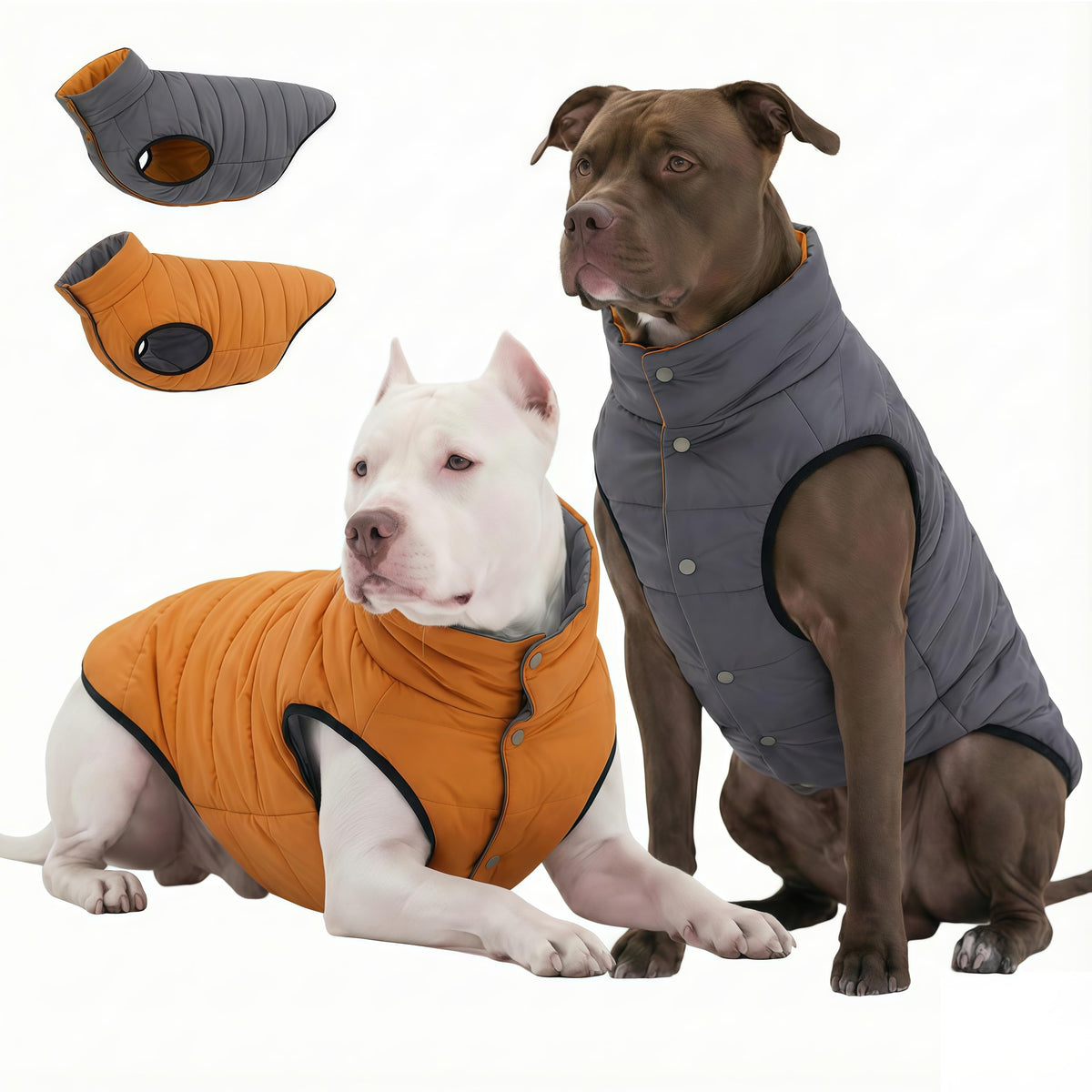 LovinPet puffer para perro grande, frente: abrigo cálido para paseos diarios en clima frío.