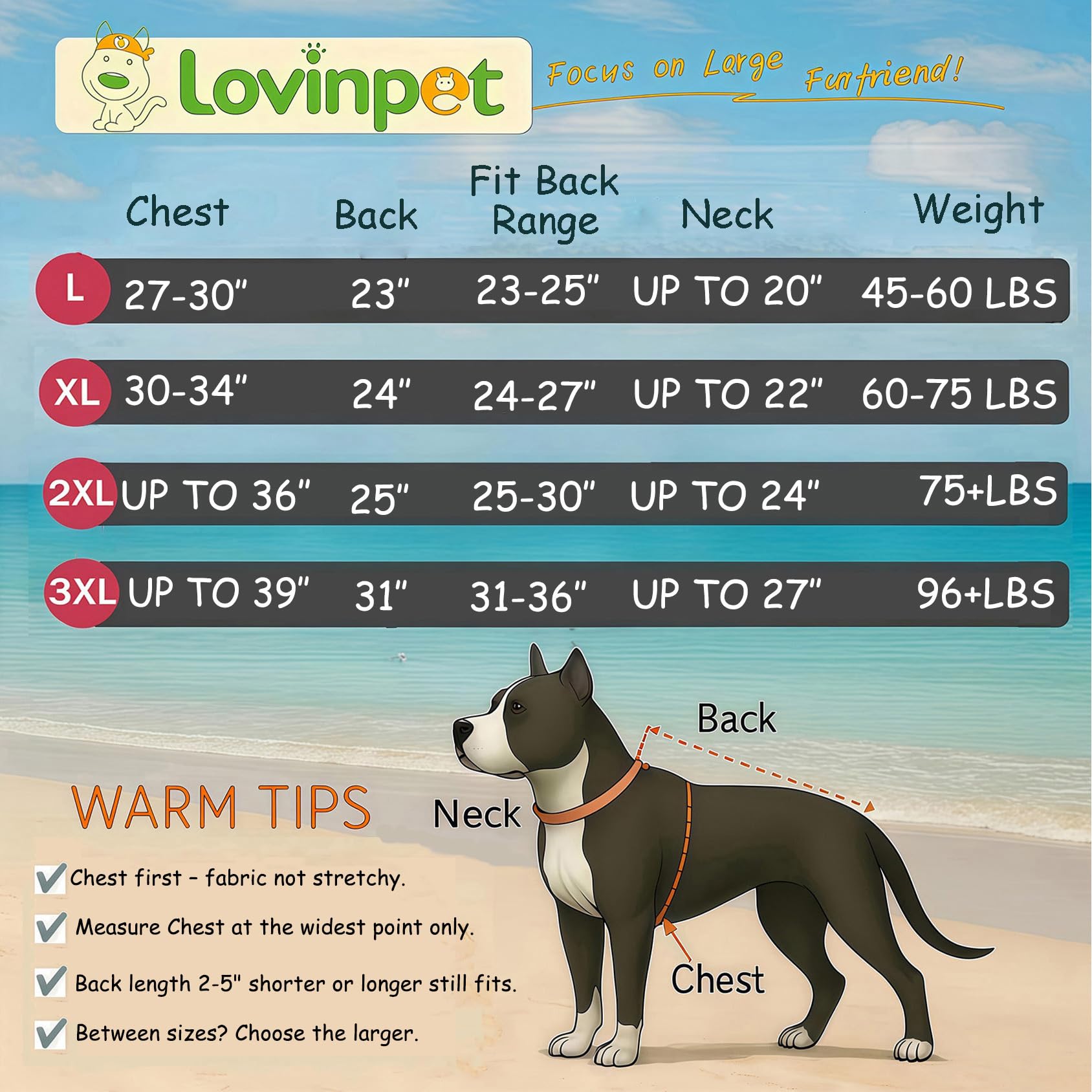 LovinPet puffer grande, tejido exterior: resistente al viento para salidas ventosas.