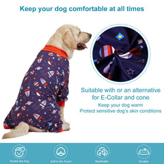 LovinPet Pullover Pitbull Pajama side view: soft, elastic fabric aids easy on/off.